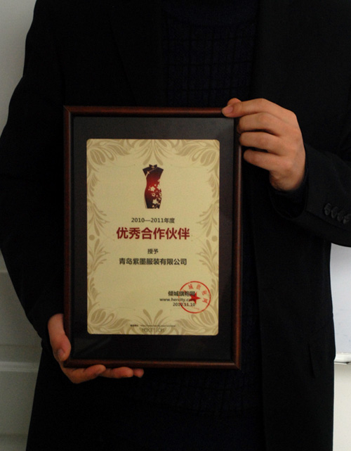 倾城向年度优秀合作伙伴授予证书