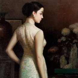 油画里的旗袍美女