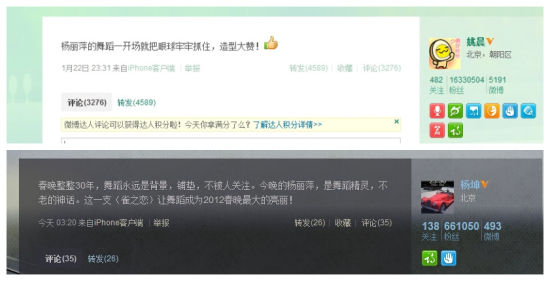 姚晨杨坤等众名人热议春晚 杨丽萍舞蹈《雀之恋》获赞誉