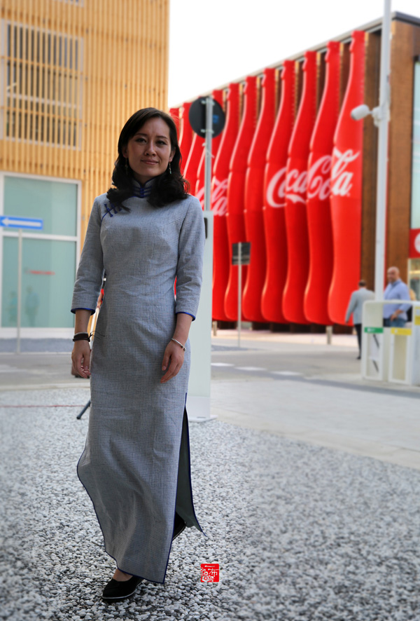 一布旗袍绽放米兰世博会