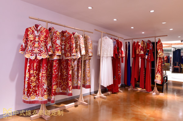 上海月白中式嫁衣